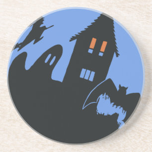 Dessous De Verre En Grès Halloween vintage, maison hantée effrayante et sor