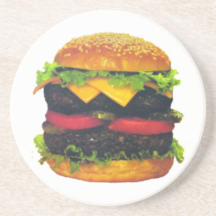 Dessous De Verre En Grès Hamburger de luxe double au fromage