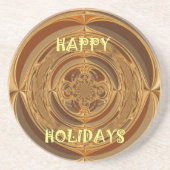 Dessous De Verre En Grès Happy Holidays Circle Art Print/Design (Devant)