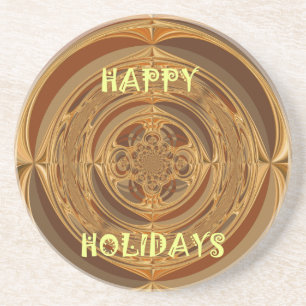Dessous De Verre En Grès Happy Holidays Circle Art Print/Design
