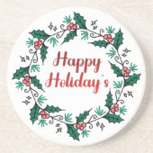 Dessous De Verre En Grès Happy Holiday's Wreath Sandstone Coaster (Devant)
