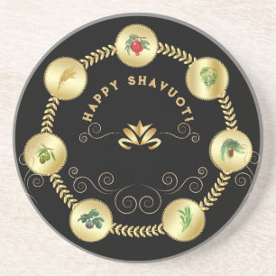 Dessous De Verre En Grès Happy SHAVUOT ornement décoratif sept espèces