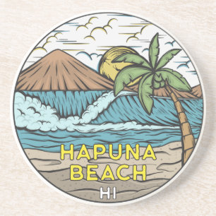 Dessous De Verre En Grès Hapuna Beach Hawaii Vintage