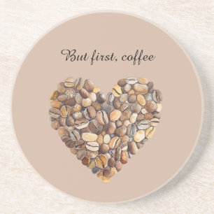 Dessous De Verre En Grès Haricots de Café Cœur 