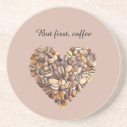 Dessous De Verre En Grès Haricots de Café Cœur  (Devant)