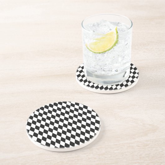 Dessous De Verre En Grès Harlequin pattern, elegant black and white design (Côté)