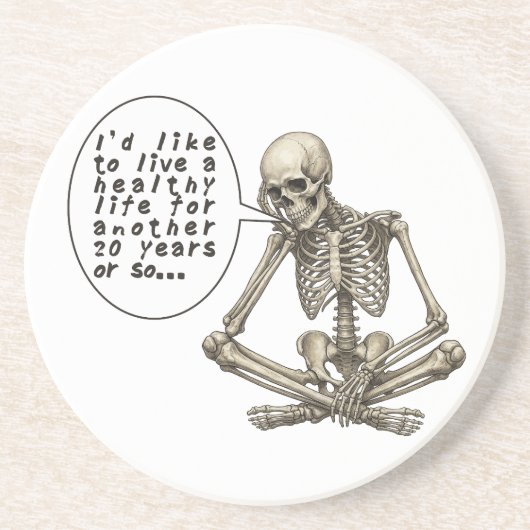 Dessous De Verre En Grès Healthy Life Can Wait Skeleton (Devant)