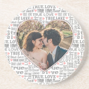 Dessous De Verre En Grès Heart Shaped Photo True Love Valentines or Wedding