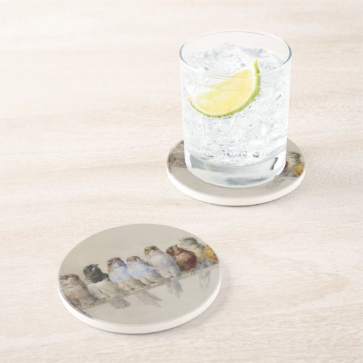 Dessous De Verre En Grès Hector Giacomelli - Une Perche D'Oiseaux (Côté)