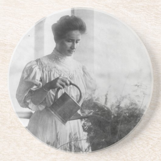 Dessous De Verre En Grès Helen Keller Watering Portrait Plante (Devant)