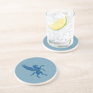 Dessous De Verre En Grès Heraldique Bleu Pegasus