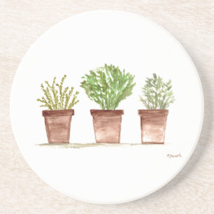 Dessous De Verre En Grès Herbes sauge romarin thym aquarelle rustique