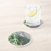 Dessous De Verre En Grès Herbes vertes botaniques à grains de bois affaissé (Côté)