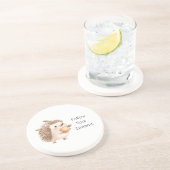 Dessous De Verre En Grès Hérisson de pêche Feuilles vertes Rêves (Côté)