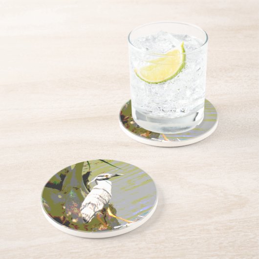 Dessous De Verre En Grès Héron de nuit à couronne jaune (Côté)