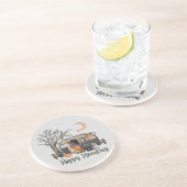 Dessous De Verre En Grès Heureux | Camper d'Halloween | Sorcière Éffrayante (Côté)