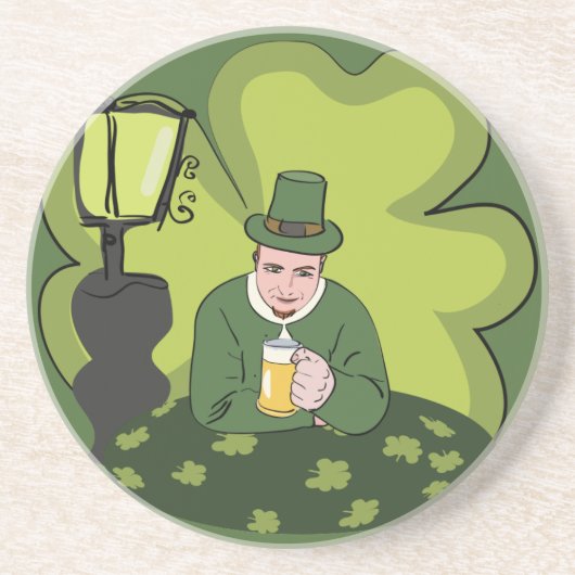 DESSOUS DE VERRE EN GRÈS "HEUREUX ST. JOUR DE PATRICK" LEPRECHAUN (Devant)