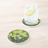 DESSOUS DE VERRE EN GRÈS "HEUREUX ST. JOUR DE PATRICK" LEPRECHAUN (Côté)