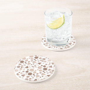 Dessous De Verre En Grès Hexagon & Triangle rose & Brown sur Motif blanc