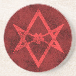 Dessous De Verre En Grès Hexagram unicursale (rouge texturisé)