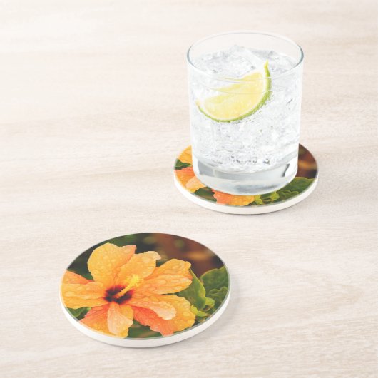 Dessous De Verre En Grès Hibiscus (Côté)