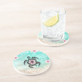 Dessous De Verre En Grès Hibiscus Turtle (Côté)