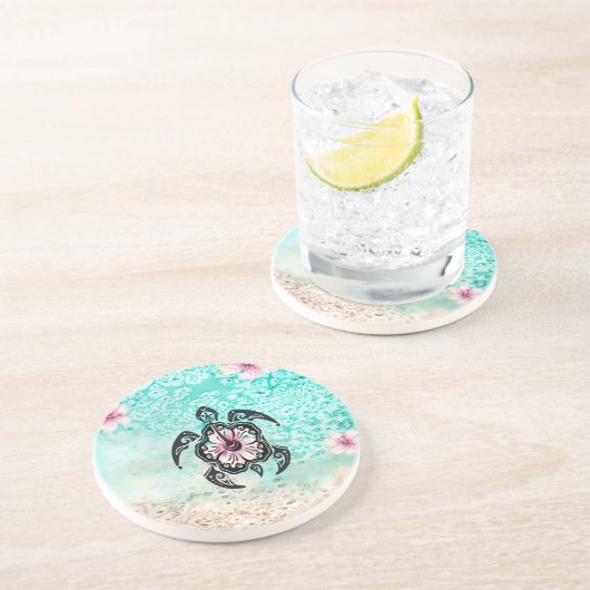 Dessous De Verre En Grès Hibiscus Turtle (Côté)
