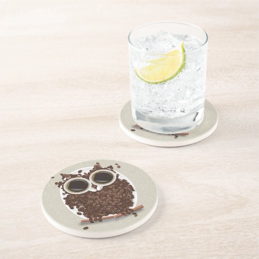 Dessous De Verre En Grès Hibou de grain de café (Côté)