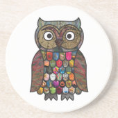 Dessous De Verre En Grès Hibou de patchwork (Devant)