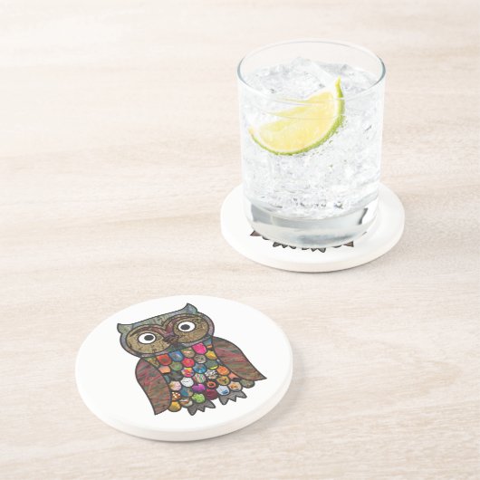 Dessous De Verre En Grès Hibou de patchwork (Côté)