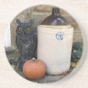 Dessous De Verre En Grès Hibou, jug et Citrouille
