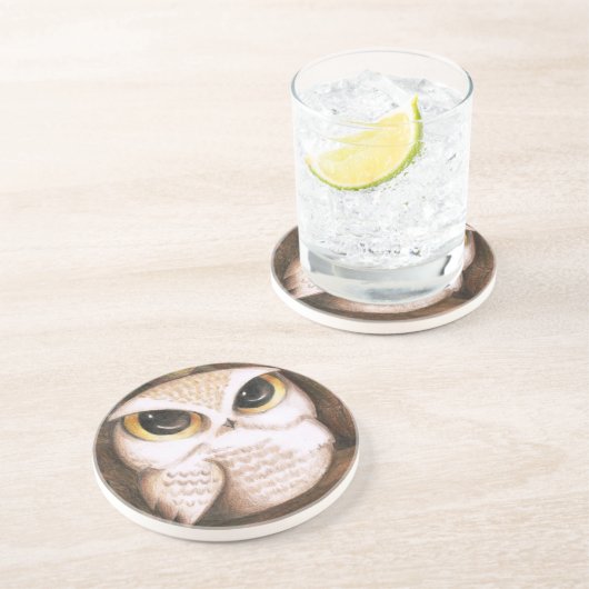 Dessous De Verre En Grès Hibou mignon (Côté)