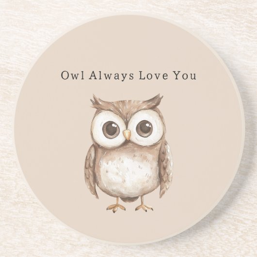 Dessous De Verre En Grès Hibou t'aime toujours (Devant)