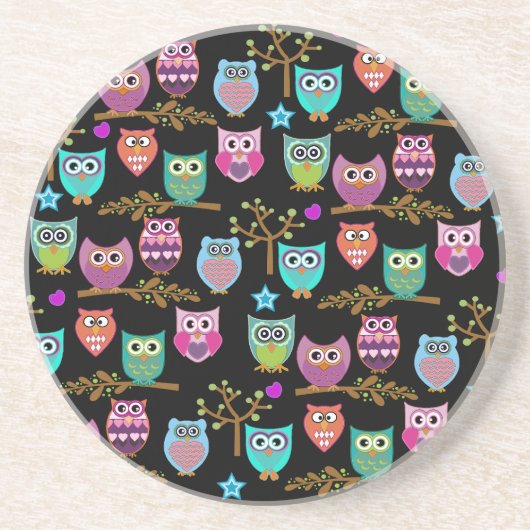 Dessous De Verre En Grès hiboux heureux (Devant)