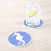 Dessous De Verre En Grès Hippocampe Bleu (Côté)