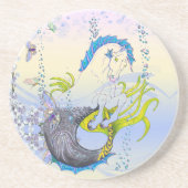 Dessous De Verre En Grès Hippocampe (crâne) avec bleu/violet/beige (Devant)