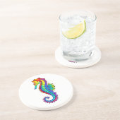 Dessous De Verre En Grès Hippocampe polygonal arc-en-ciel (Côté)