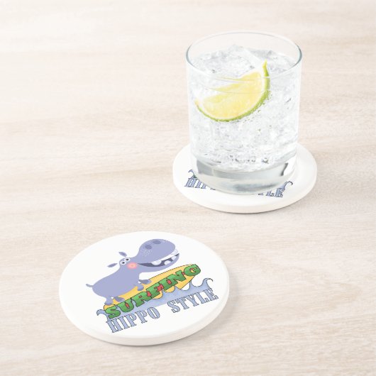 Dessous De Verre En Grès Hippopotame de surfer (Côté)