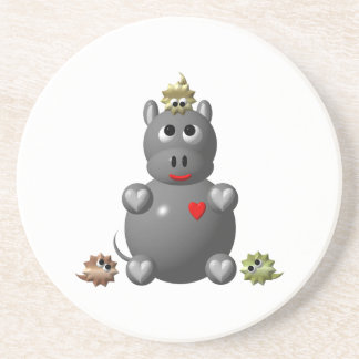 Dessous De Verre En Grès Hippopotame mignon avec des hamsters