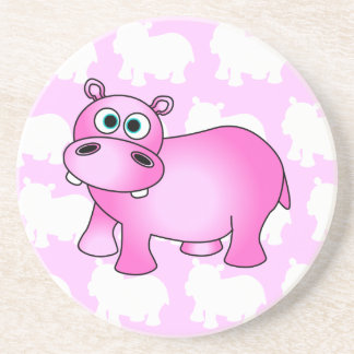 Dessous De Verre En Grès Hippopotame rose mignon de bébé