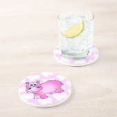 Dessous De Verre En Grès Hippopotame rose mignon de bébé (Côté)