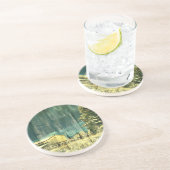 Dessous De Verre En Grès hiver rustique à feuillage persistant vieux cabine (Côté)