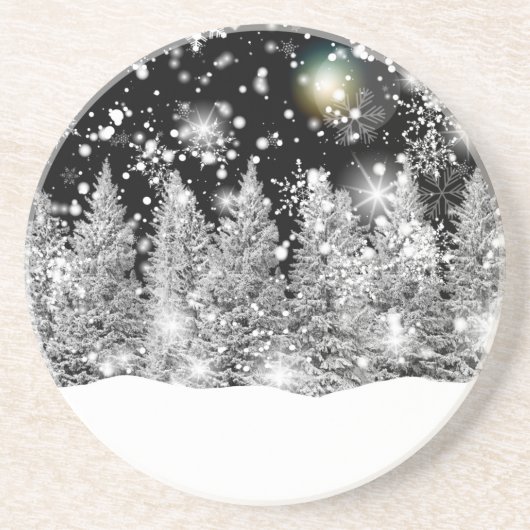 Dessous De Verre En Grès Hiver Solstice neige (Devant)