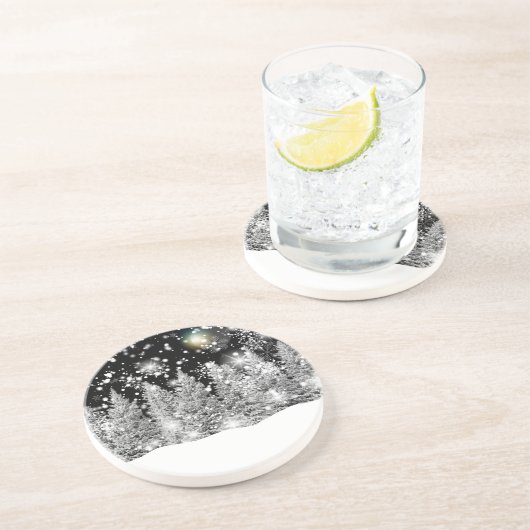 Dessous De Verre En Grès Hiver Solstice neige (Côté)