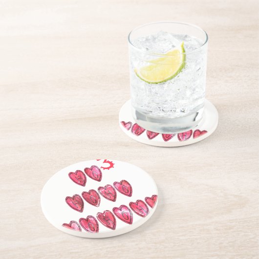 Dessous De Verre En Grès Ho Ho Ho Collection Coeurs. (Côté)