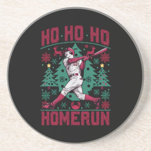 Dessous De Verre En Grès Ho Ho Homerun Baseball Laid Christmas Sweat (Devant)