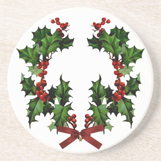 Dessous De Verre En Grès Holly Wreath (Devant)