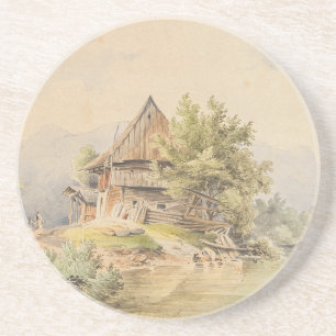 Dessous De Verre En Grès Holzhütte am See - Carl Lafite