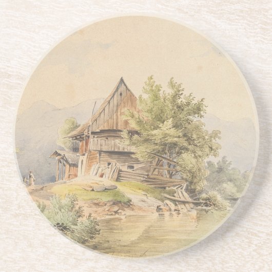 Dessous De Verre En Grès Holzhütte am See - Carl Lafite (Devant)