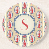 Dessous De Verre En Grès Homard de roche à épines monogramme (Devant)